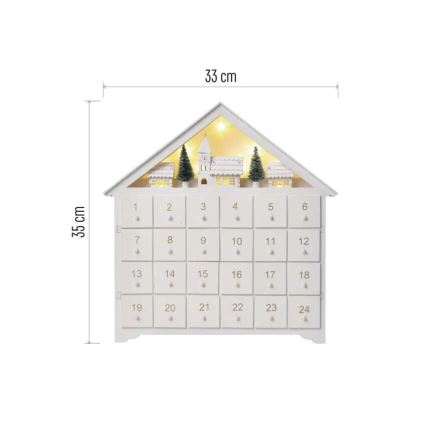 Calendrier de l'avent 8xLED/2xAA blanc