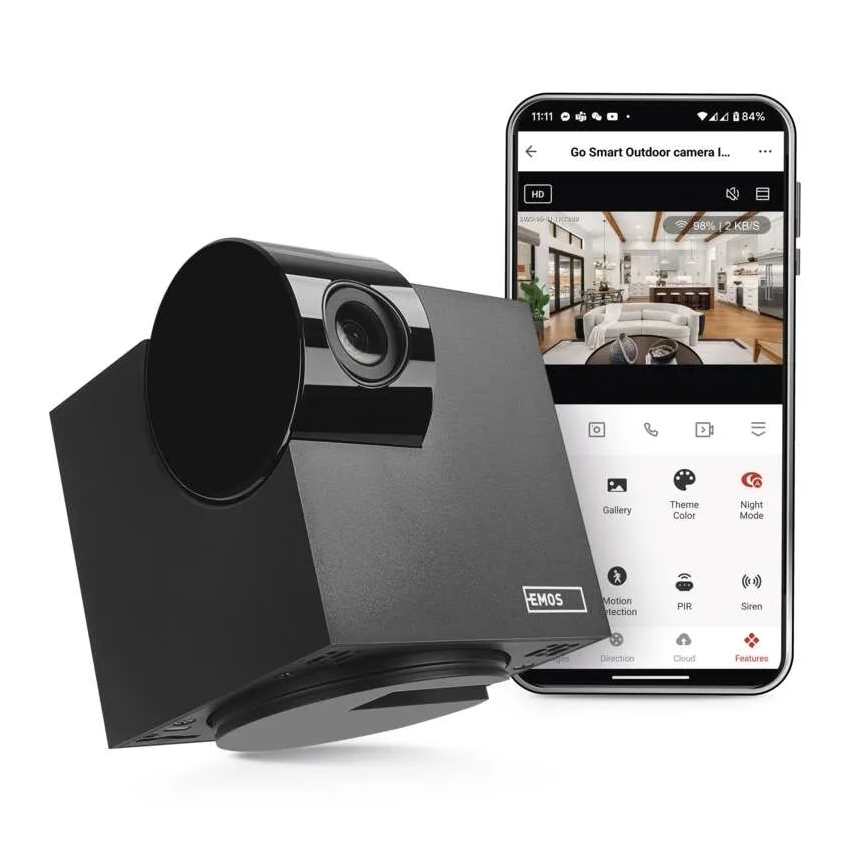 Caméra connectée d'intérieur pivotante avec détecteur de mouvement GoSmart 5V Wi-Fi Tuya noir