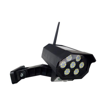 Caméra de sécurité factice solaire LED avec capteur LED/3,7V 1200 mAh IP44 noire + télécommande