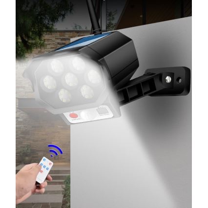 Caméra de surveillance factice avec détecteur et avec panneau solaire LED/5W/5,5V IP65 + télécommande