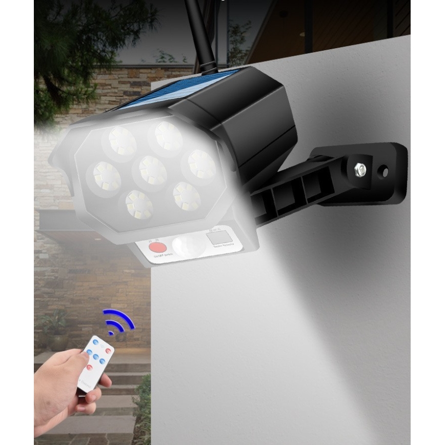 Caméra de surveillance factice avec détecteur et avec panneau solaire LED/5W/5,5V 800 mAh IP65 + Télécommande