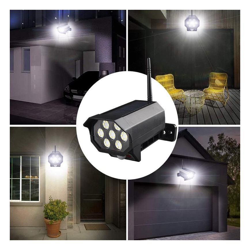 Caméra de surveillance factice avec détecteur et avec panneau solaire LED/5W/5,5V 800 mAh IP65 + Télécommande