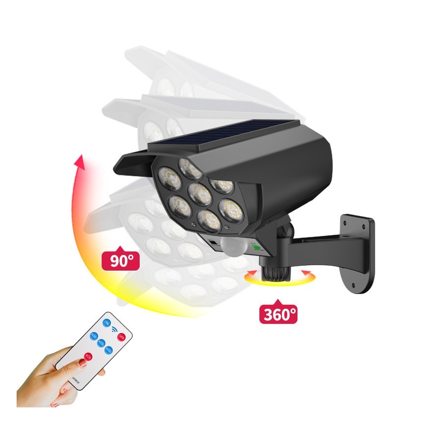 Caméra de surveillance factice avec détecteur et avec panneau solaire LED/5W/5,5V 800 mAh IP65 + Télécommande