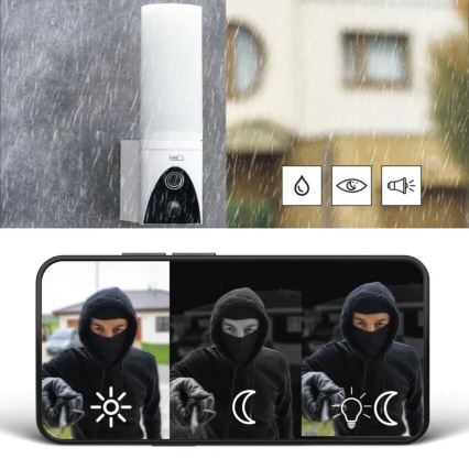 Caméra extérieure connectée avec éclairage GoSmart LED/12W/230V IP65 Wi-Fi Tuya blanc