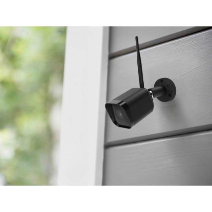 Caméra extérieure intelligente avec capteur Full HD 1080p 12V IP65 Wi‑Fi compatible Tuya noire