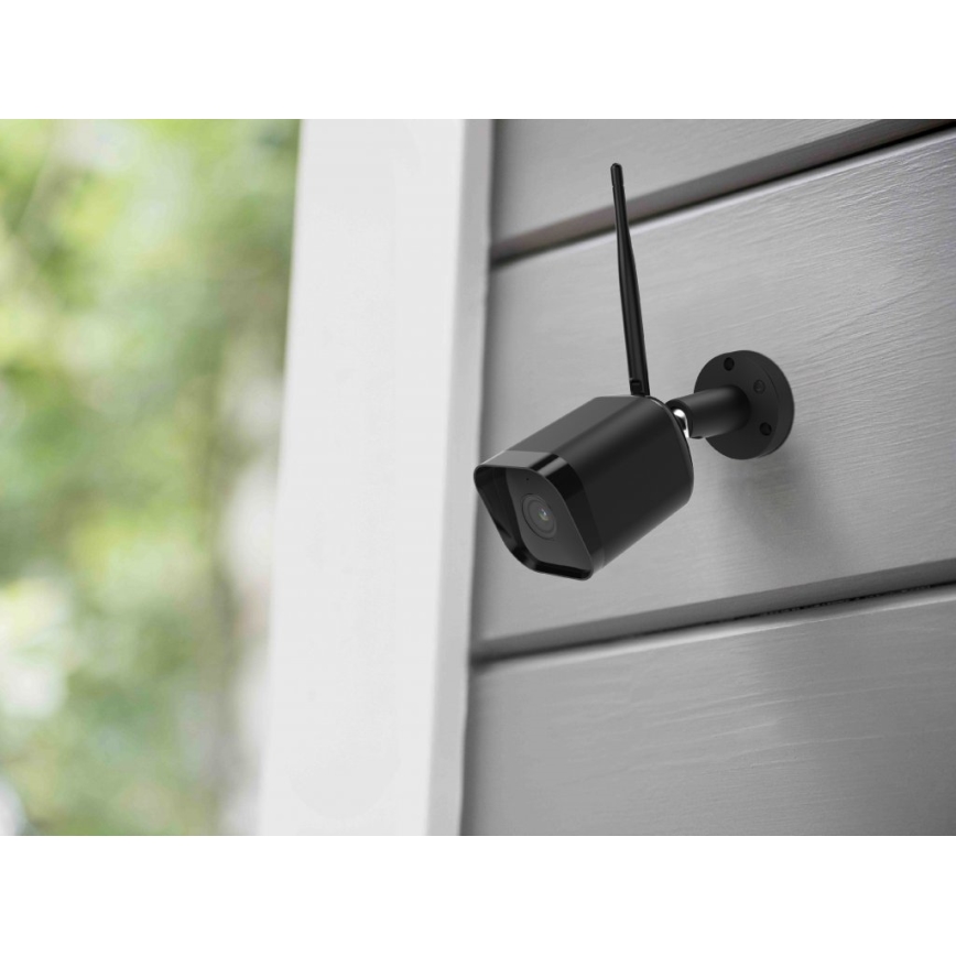 Caméra extérieure intelligente avec capteur Full HD 1080p 12V IP65 Wi‑Fi compatible Tuya noire