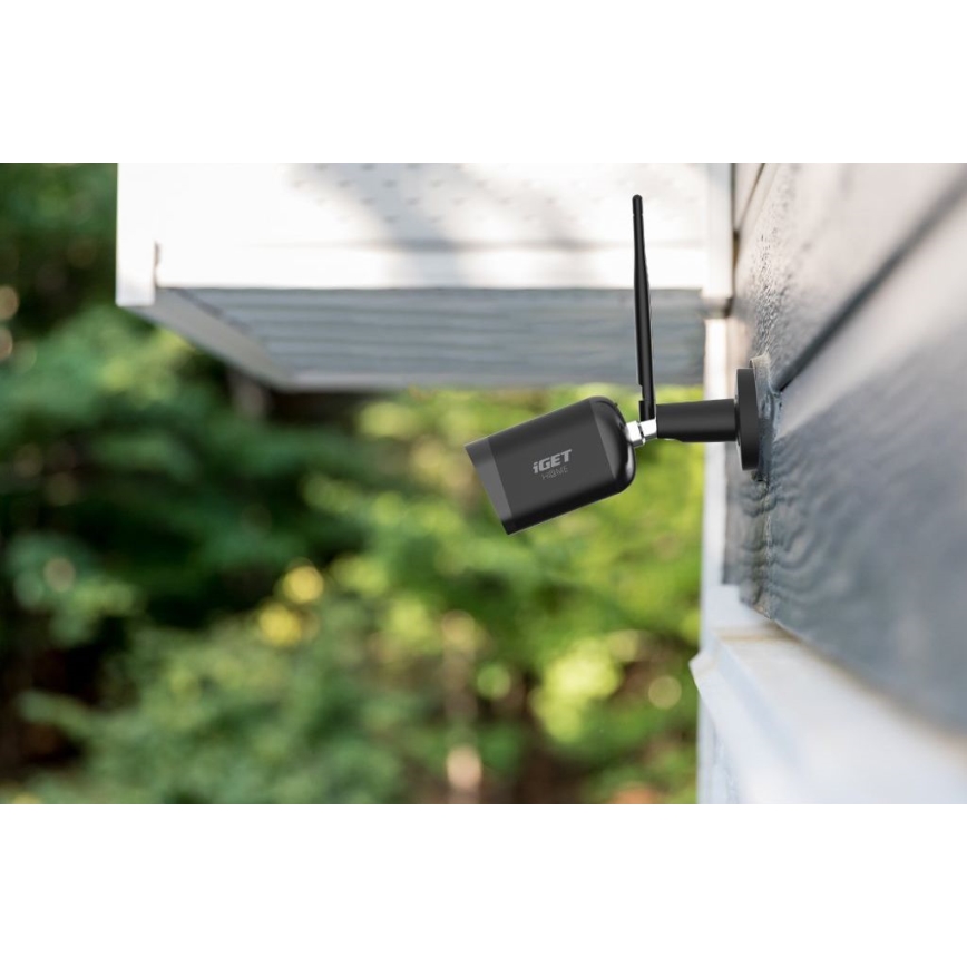 Caméra extérieure intelligente avec capteur Full HD 1080p 12V IP65 Wi‑Fi compatible Tuya noire