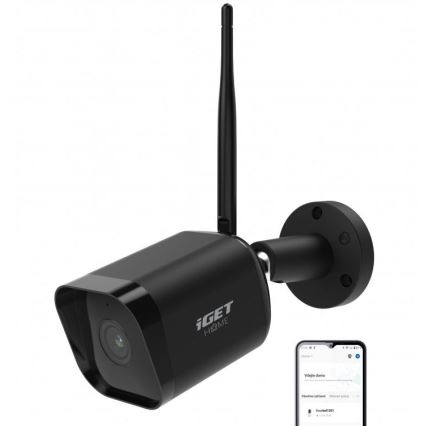 Caméra extérieure intelligente avec capteur Full HD 1080p 12V IP65 Wi‑Fi compatible Tuya noire