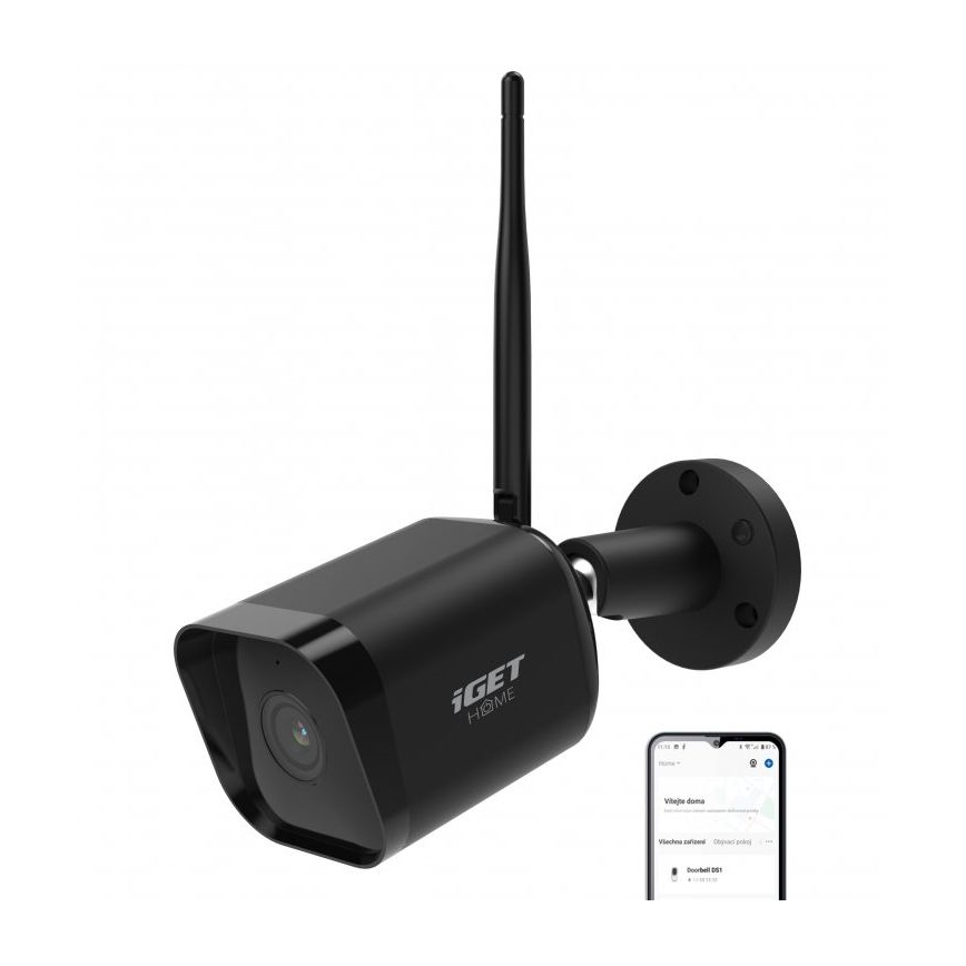 Caméra extérieure intelligente avec capteur Full HD 1080p 12V IP65 Wi‑Fi compatible Tuya noire