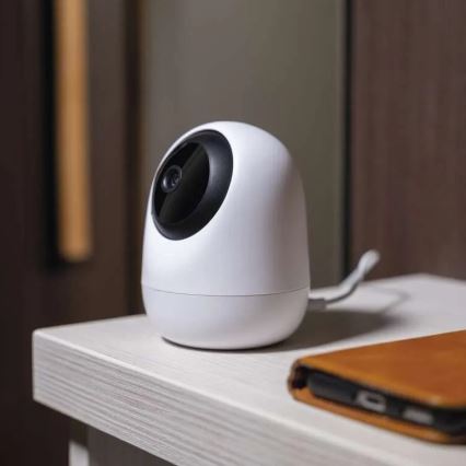Caméra intérieure pivotante intelligente avec capteur de mouvement GoSmart 5V Wi-Fi Tuya blanche