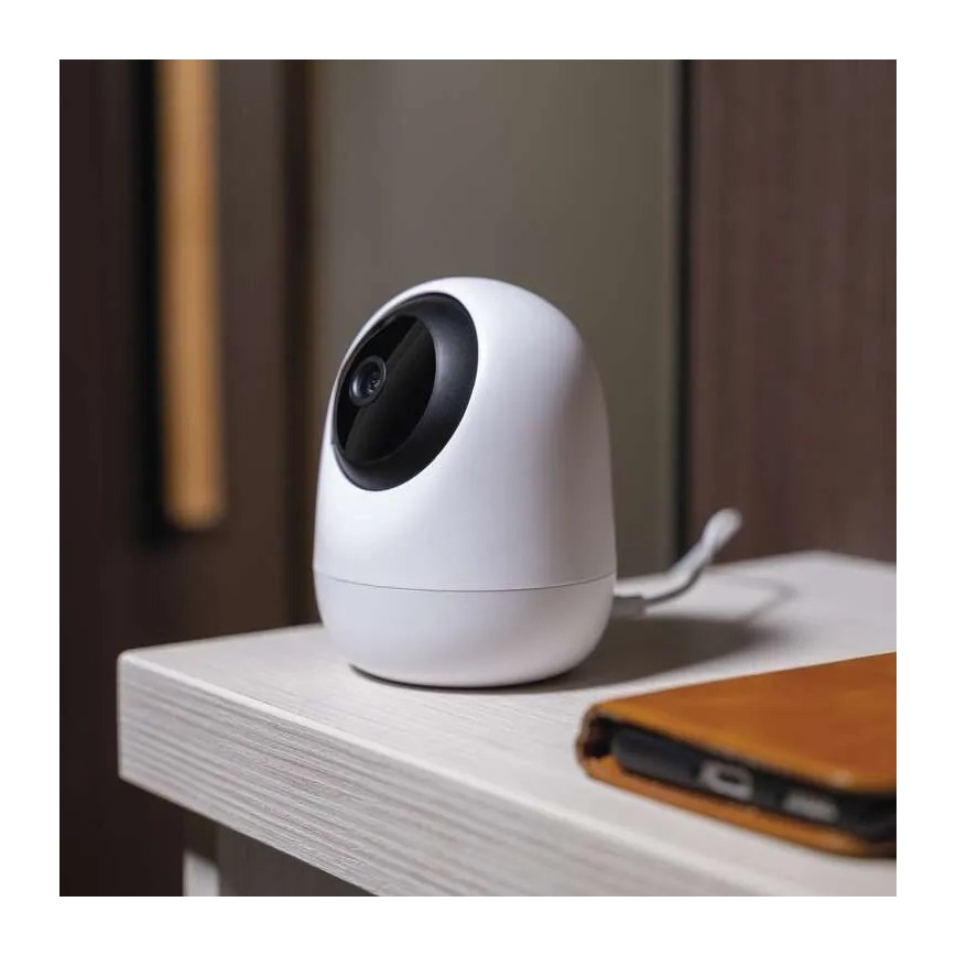 Caméra intérieure pivotante intelligente avec capteur de mouvement GoSmart 5V Wi-Fi Tuya blanche