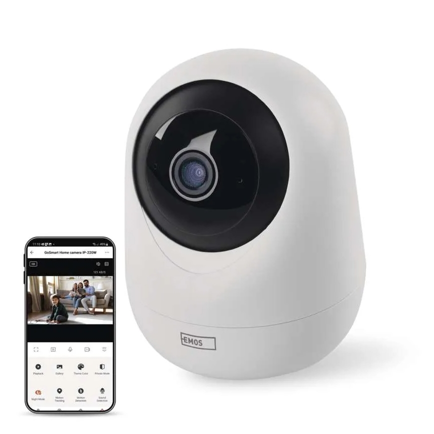 Caméra intérieure pivotante intelligente avec capteur de mouvement GoSmart 5V Wi-Fi Tuya blanche