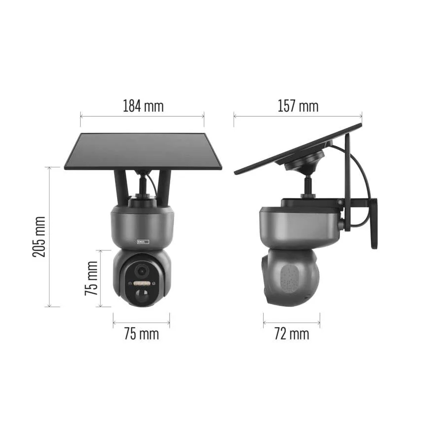Caméra solaire connectée équipée d'un capteur GoSmart 4G/LTE, batterie 10400 mAh 5V, indice de protection IP65, compatible Tuya