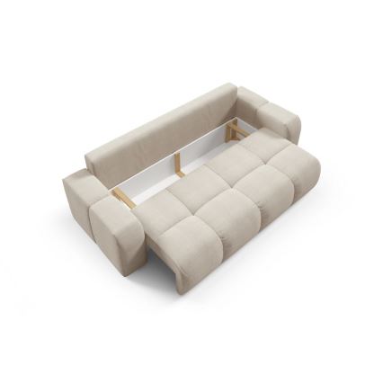 Canapé convertible rembourré trois places avec espace de rangement ALMADA beige