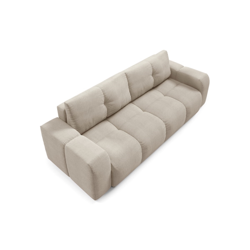 Canapé convertible rembourré trois places avec espace de rangement ALMADA beige