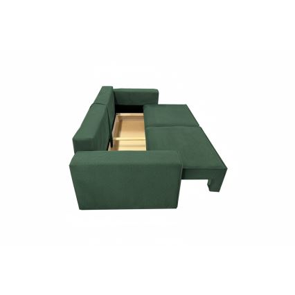 Canapé convertible 3 places avec coffre de rangement RONDA vert