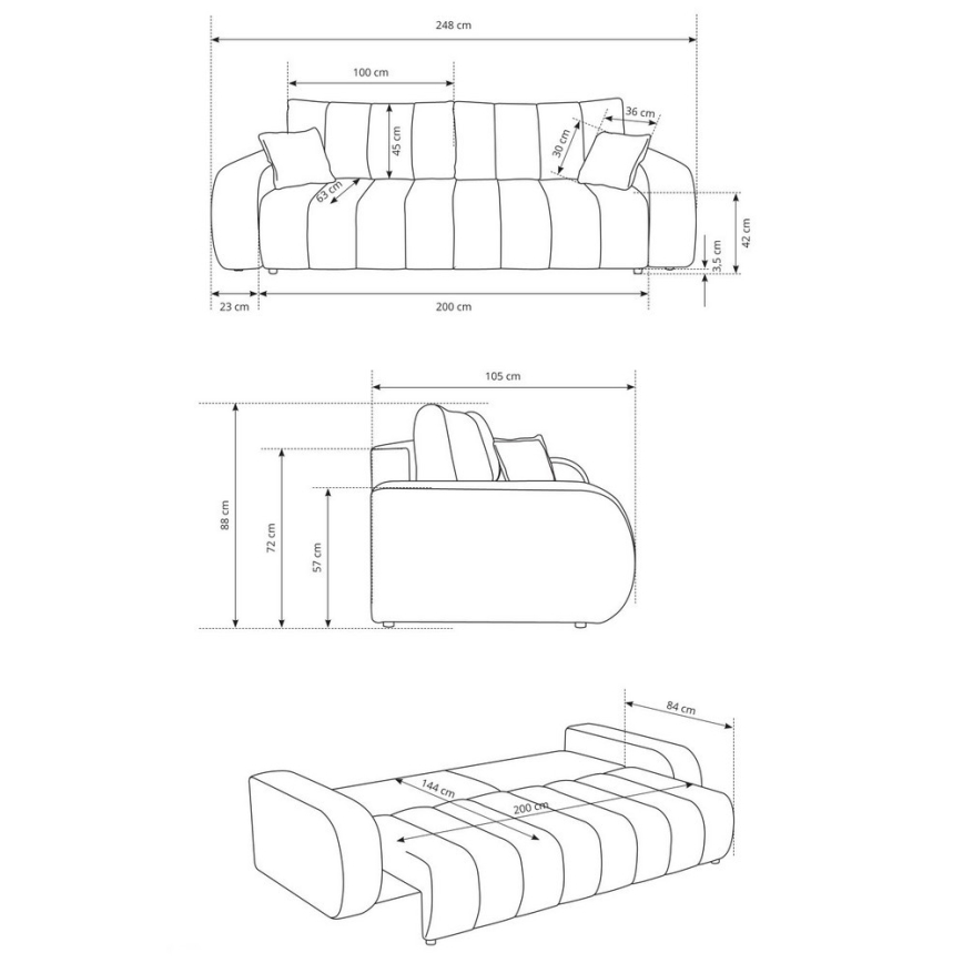 Canapé convertible 3 places DESIO beige