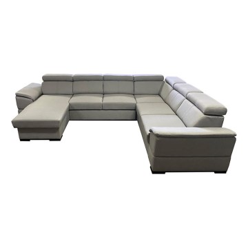 Canapé convertible en U à angle réversible avec coffre de rangement GRANADA gris clair