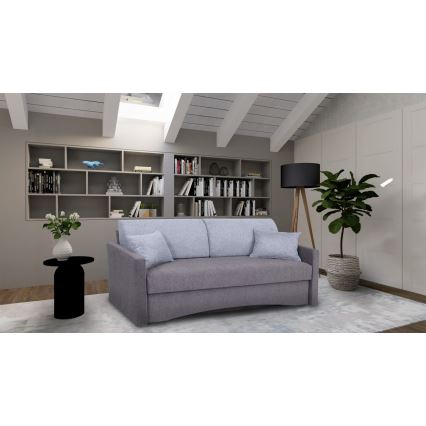 Canapé-lit rembourré 3 places PAUL, convertible pour couchage quotidien avec accoudoirs, gris