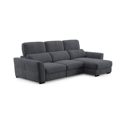 Canapé d'angle convertible universel trois places avec coffre de rangement intégré TRENTO anthracite