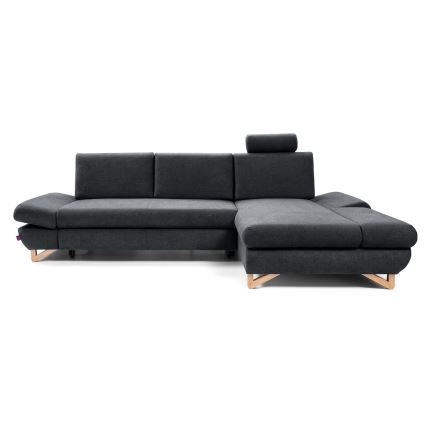 Canapé d'angle convertible rembourré avec rangement en L AVESTA, version droite, anthracite