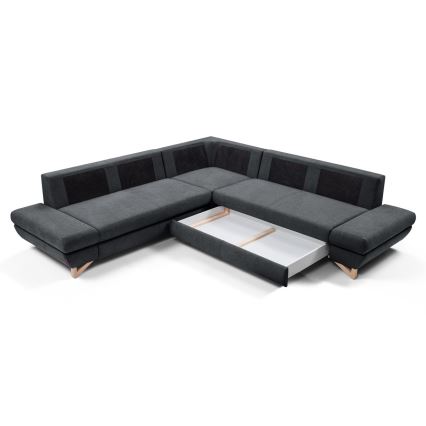 Canapé d'angle convertible rembourré avec rangement en L AVESTA, version droite, anthracite