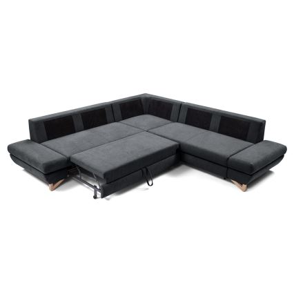 Canapé d'angle convertible rembourré avec rangement en L AVESTA, version droite, anthracite