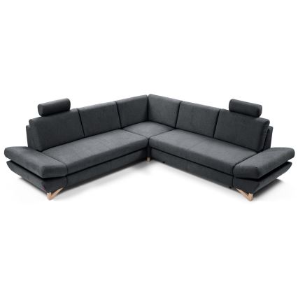Canapé d'angle convertible rembourré avec rangement en L AVESTA, version droite, anthracite