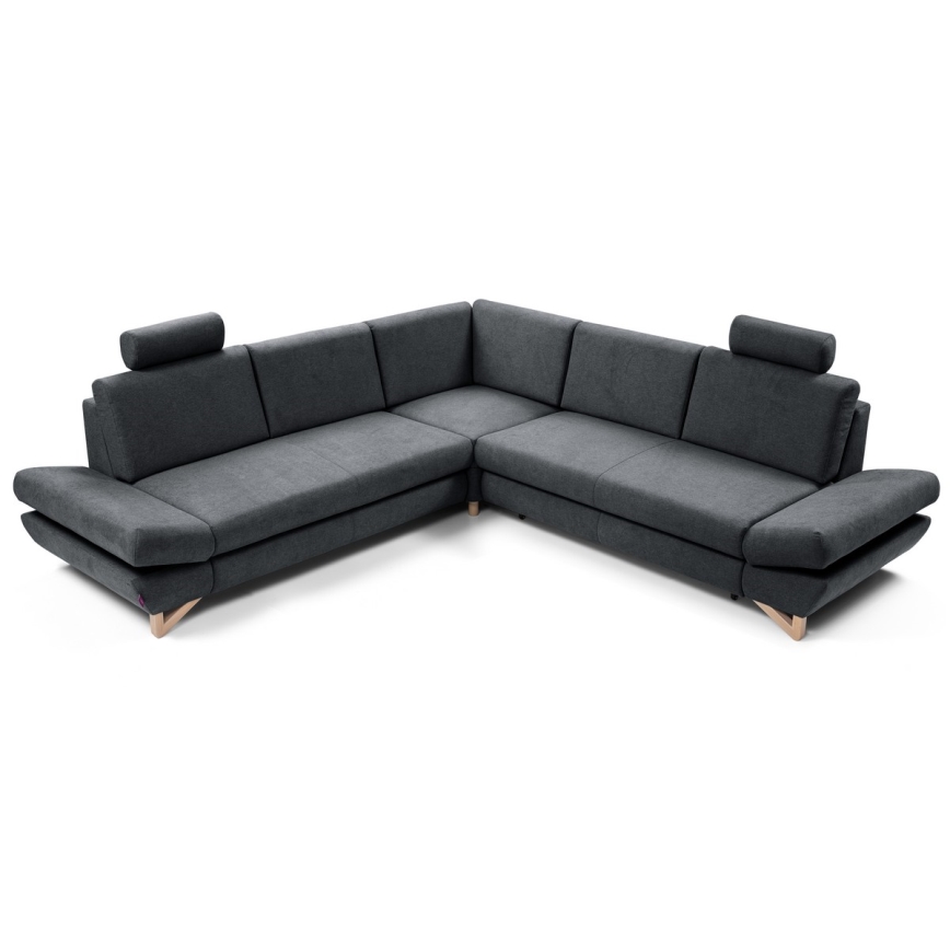 Canapé d'angle convertible rembourré avec rangement en L AVESTA, version droite, anthracite