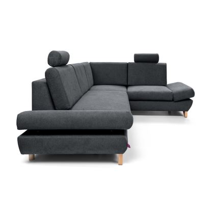 Canapé d'angle convertible rembourré avec rangement en L AVESTA, version droite, anthracite