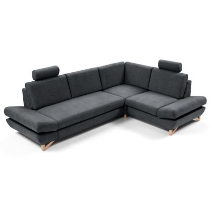 Canapé d'angle convertible rembourré avec rangement en L AVESTA, version droite, anthracite