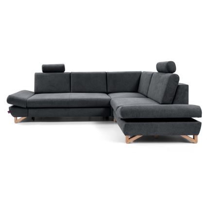 Canapé d'angle convertible rembourré avec rangement en L AVESTA, version droite, anthracite