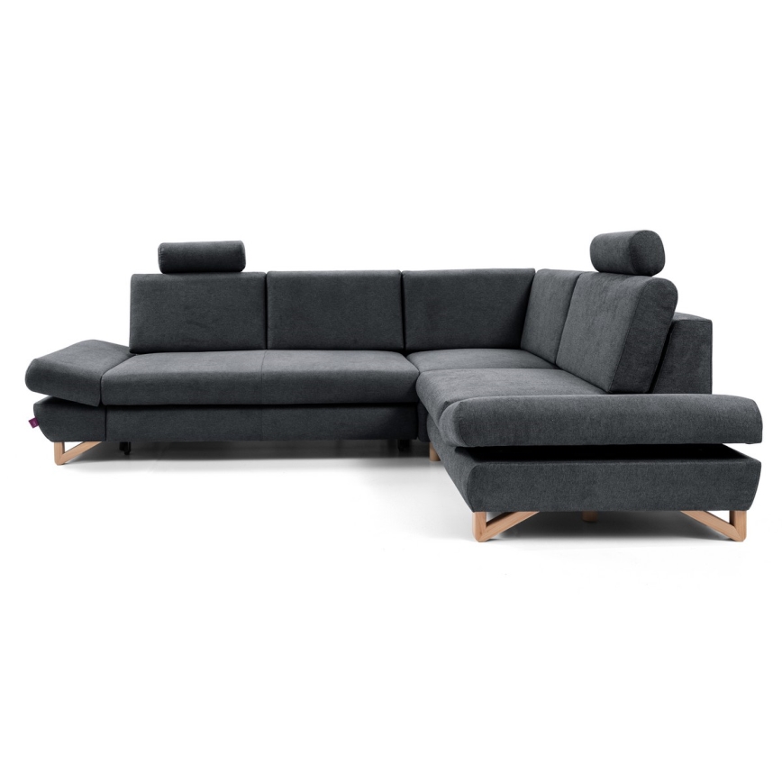 Canapé d'angle convertible rembourré avec rangement en L AVESTA, version droite, anthracite