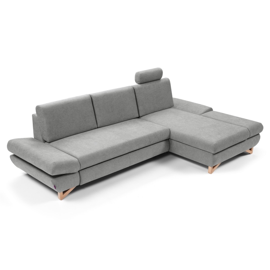 Canapé d'angle convertible rembourré avec rangement en L AVESTA droit gris