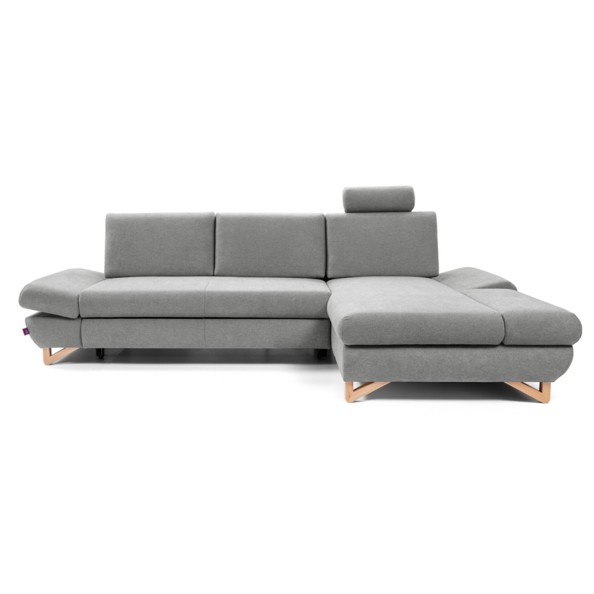 Canapé d'angle convertible rembourré avec rangement en L AVESTA droit gris