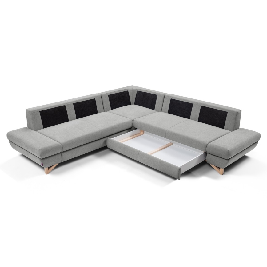 Canapé d'angle convertible rembourré avec rangement en L AVESTA droit gris