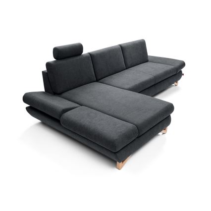 Canapé d'angle convertible rembourré avec rangement en L AVESTA gauche anthracite