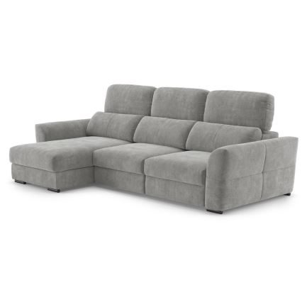 Canapé d'angle réversible et convertible 3 places avec coffre de rangement TRENTO gris clair