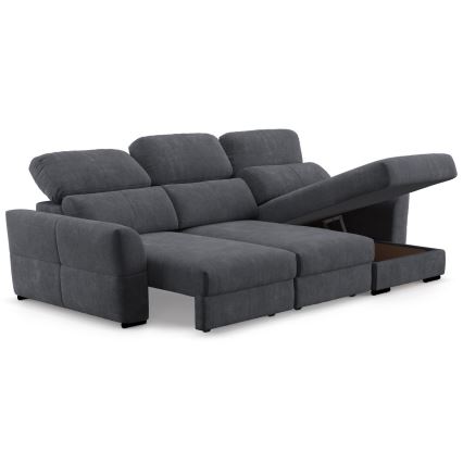 Canapé d'angle universel convertible trois places avec rangement TRENTO anthracite