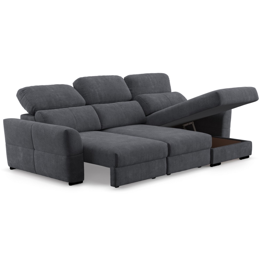 Canapé d'angle universel convertible trois places avec rangement TRENTO anthracite
