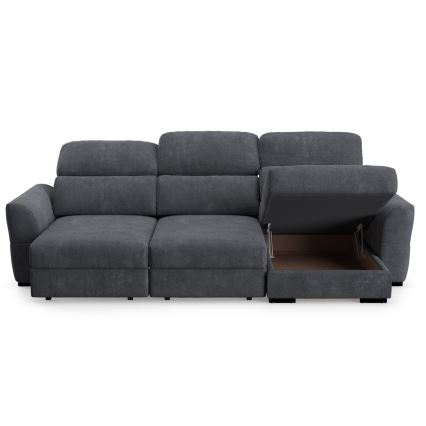Canapé d'angle universel convertible trois places avec rangement TRENTO anthracite