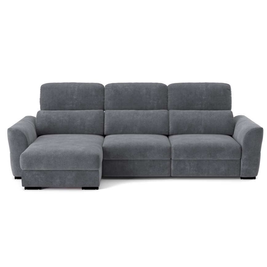 Canapé d'angle universel convertible trois places avec rangement TRENTO anthracite