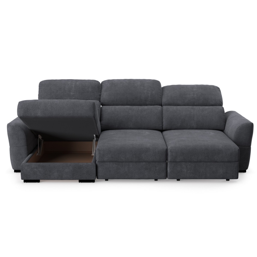 Canapé d'angle universel convertible trois places avec rangement TRENTO anthracite