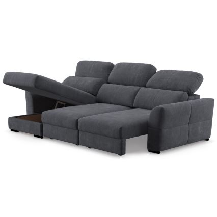 Canapé d'angle universel convertible trois places avec rangement TRENTO anthracite