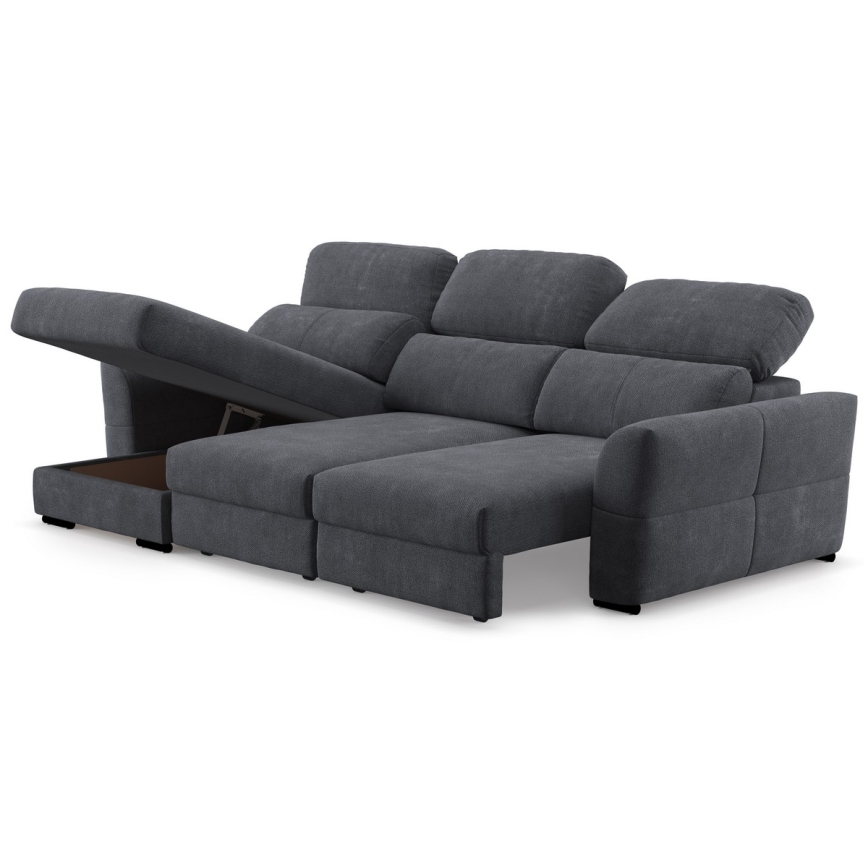 Canapé d'angle universel convertible trois places avec rangement TRENTO anthracite