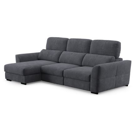 Canapé d'angle universel convertible trois places avec rangement TRENTO anthracite