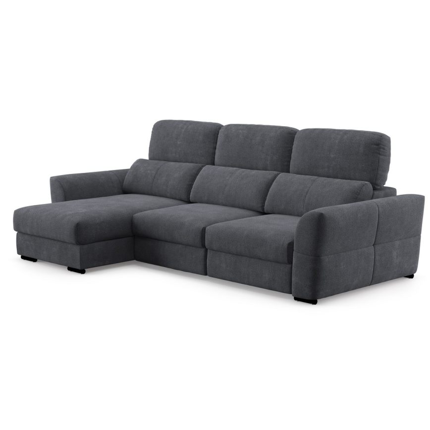 Canapé d'angle universel convertible trois places avec rangement TRENTO anthracite
