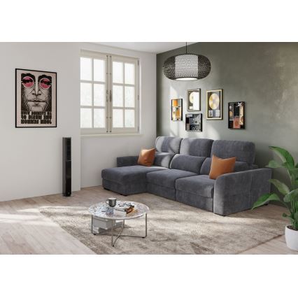 Canapé d'angle universel convertible trois places avec rangement TRENTO anthracite