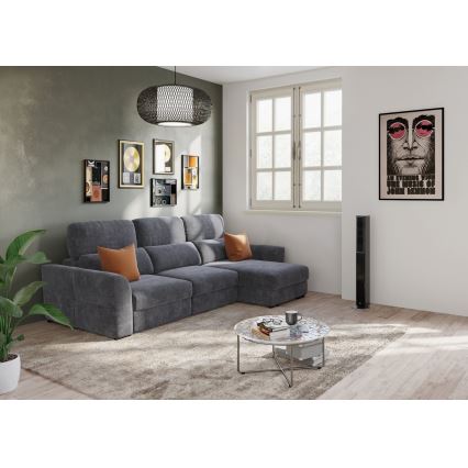 Canapé d'angle universel convertible trois places avec rangement TRENTO anthracite