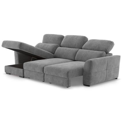 Canapé d'angle universel convertible 3 places avec rangement TRENTO gris